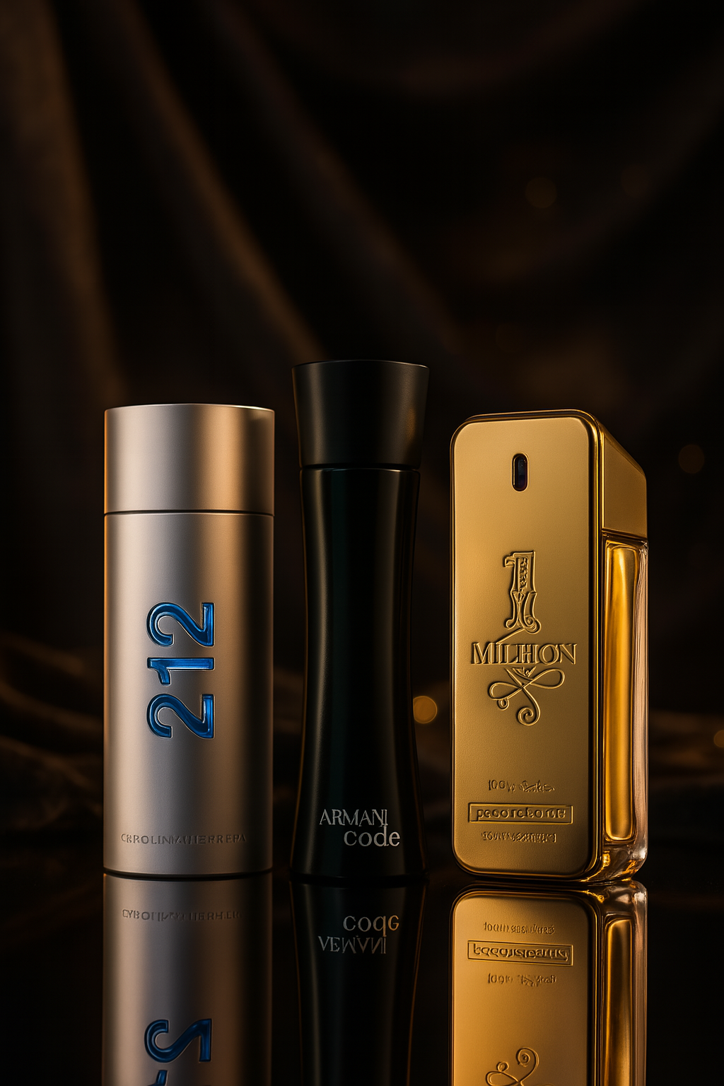 Kit de 3 perfumes: 212 Men NYC, Paco Rabanne One Milion, Armani Code Homme 100ml