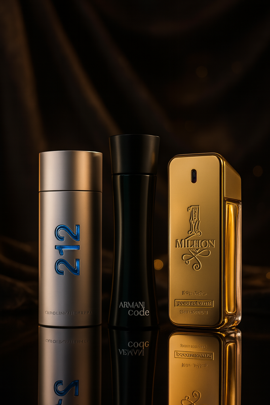 Kit de 3 perfumes: 212 Men NYC, Paco Rabanne One Milion, Armani Code Homme 100ml