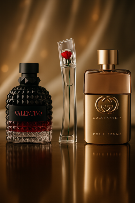 Kit de 3 perfumes: 3 Gucci Guilt, Valentini Intense, Flower Kenzo 100ml