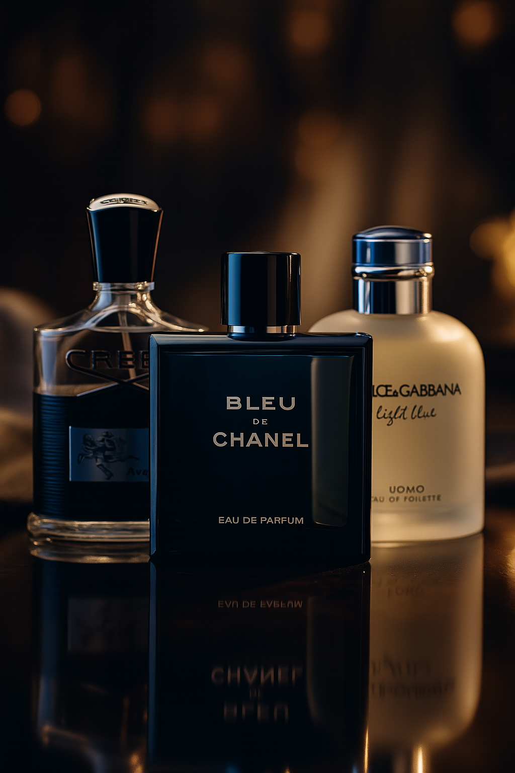 Kit de 3 perfumes:  Bleu de Chanel, Creed Aventus, Light Blue Dolce Gabbana 100ml