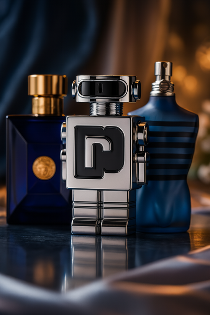 Kit de 3 perfumes: Versace DYLAN BLUE, Paco Rabanne PHANTOM y Jean Paul Gaultier ULTRA MALE de 100 ml