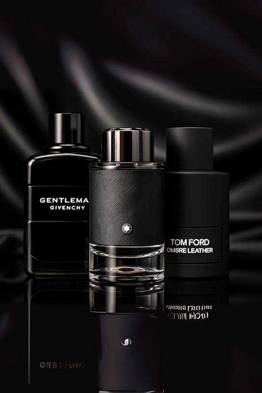 Kit de 3 perfumes: Tom Ford Ombre Leather, Givenchy Gentleman y Montblanc Explorer de 100 ml