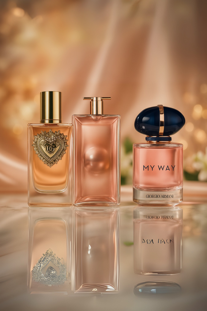 Kit de 3 perfumes:  Dolce & Gabbana Devotion, My Way Giorgio Armani, Lancôme Idôle 100 ml