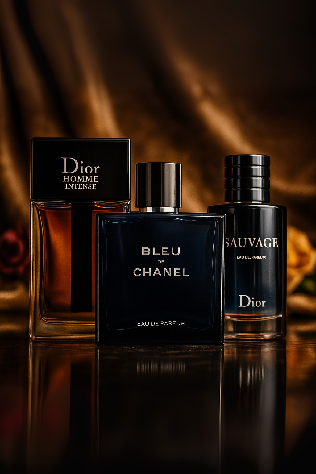 Kit de 3 perfumes: Sauvage Dior, Bleu de Chanel, Dior Homme Intense 100 ml