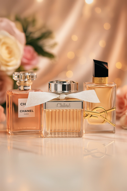 Kit de 3 perfumes:  Chanel COCO MADEMOISELLE, Yves Saint Laurent LIBRE, CHLOÉ 100ml